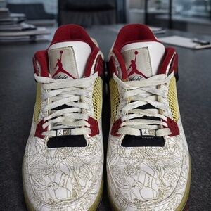 Nike Air Jordan 4 Retro Laser White Red Graphic Print Sneakers Men